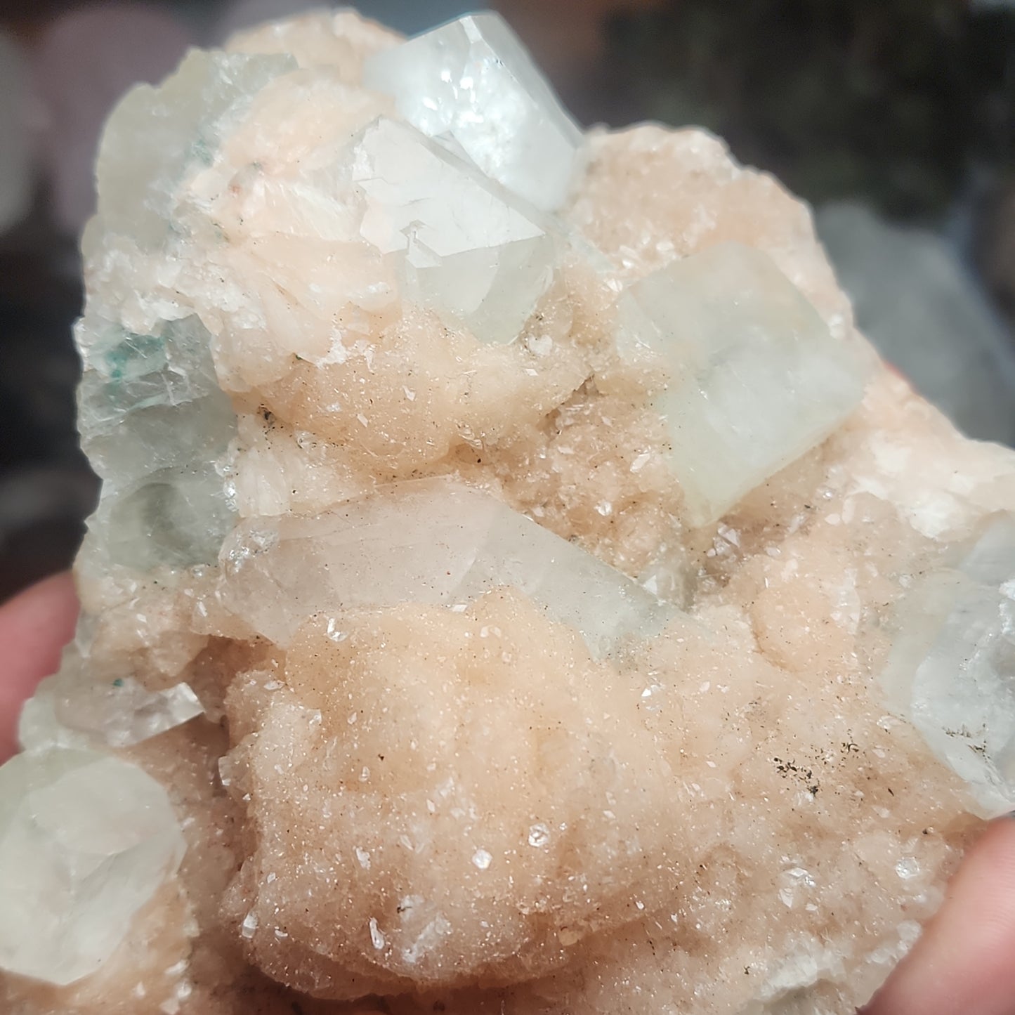 Green Apophylite and Peach Stillbite Stunning Cluster
