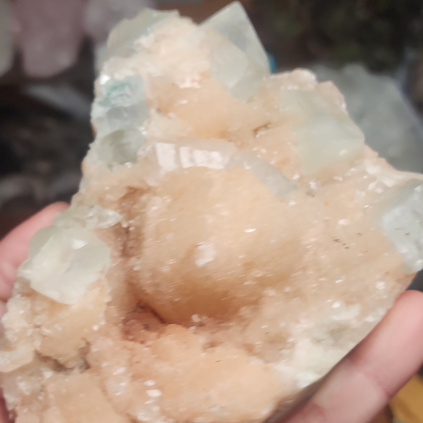 Green Apophylite and Peach Stillbite Stunning Cluster