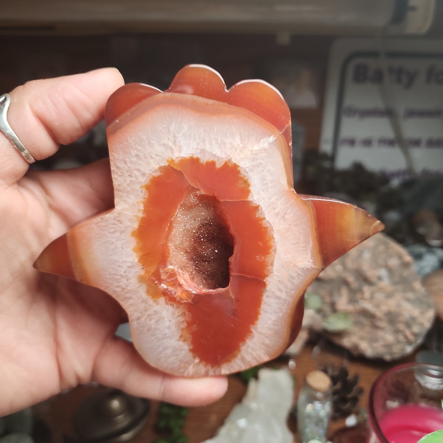 Carnelian Druzy Hamsa