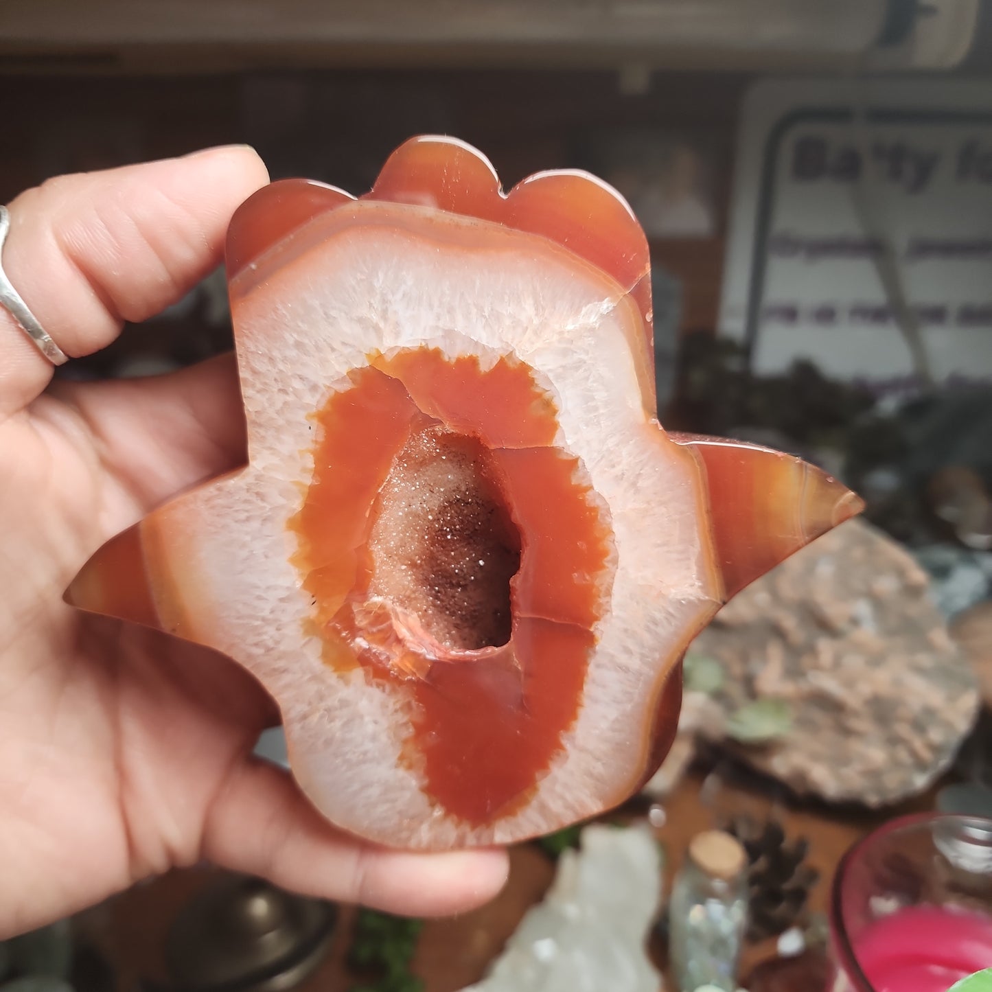 Carnelian Druzy Hamsa