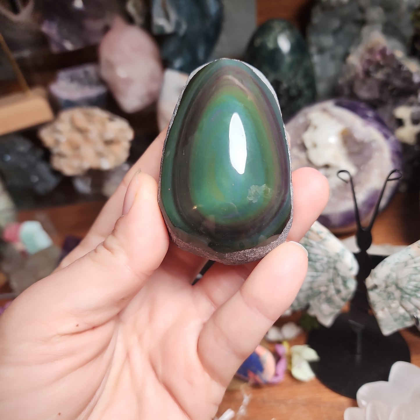 Rainbow Obsidian Half Polished Palmstone