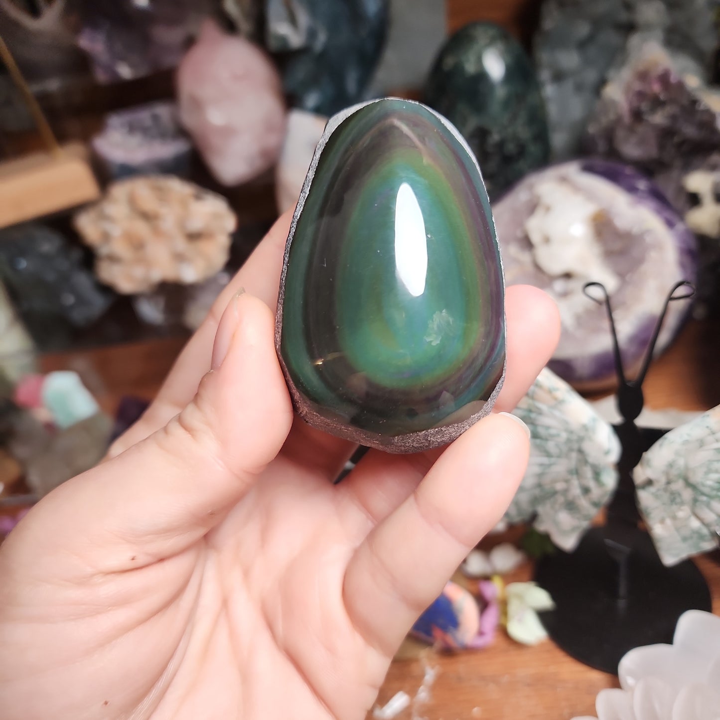 Rainbow Obsidian Half Polished Palmstone