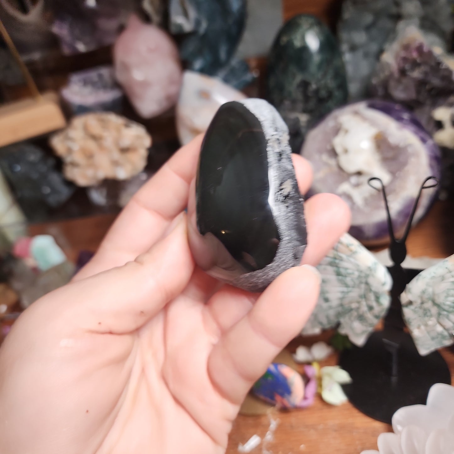 Rainbow Obsidian Half Polished Palmstone