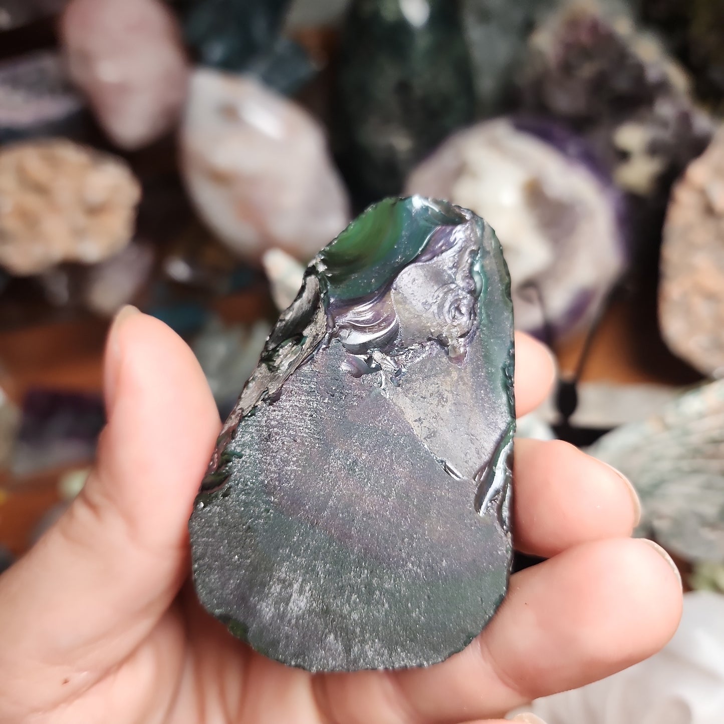 Rainbow Obsidian Half Polished Palmstone