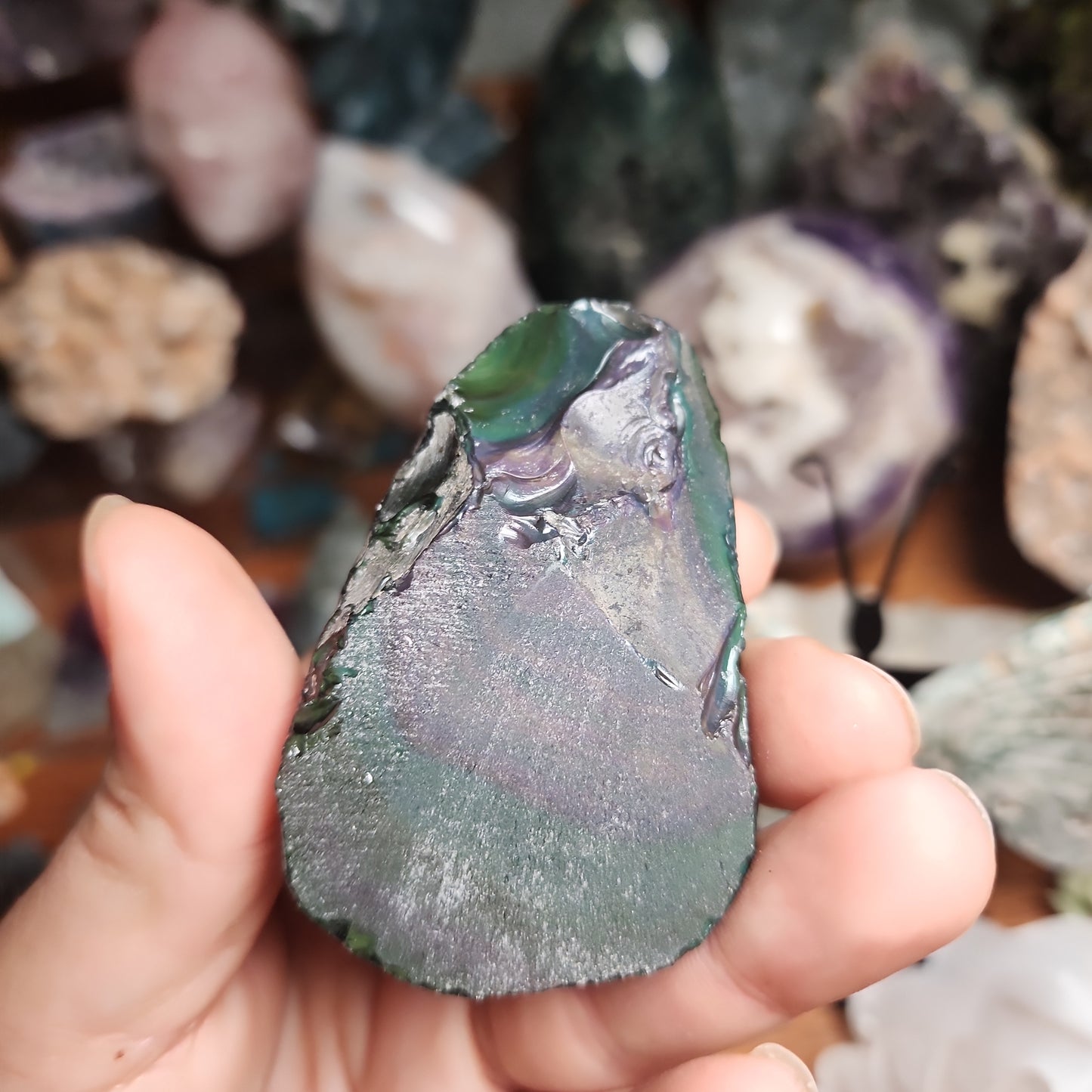 Rainbow Obsidian Half Polished Palmstone
