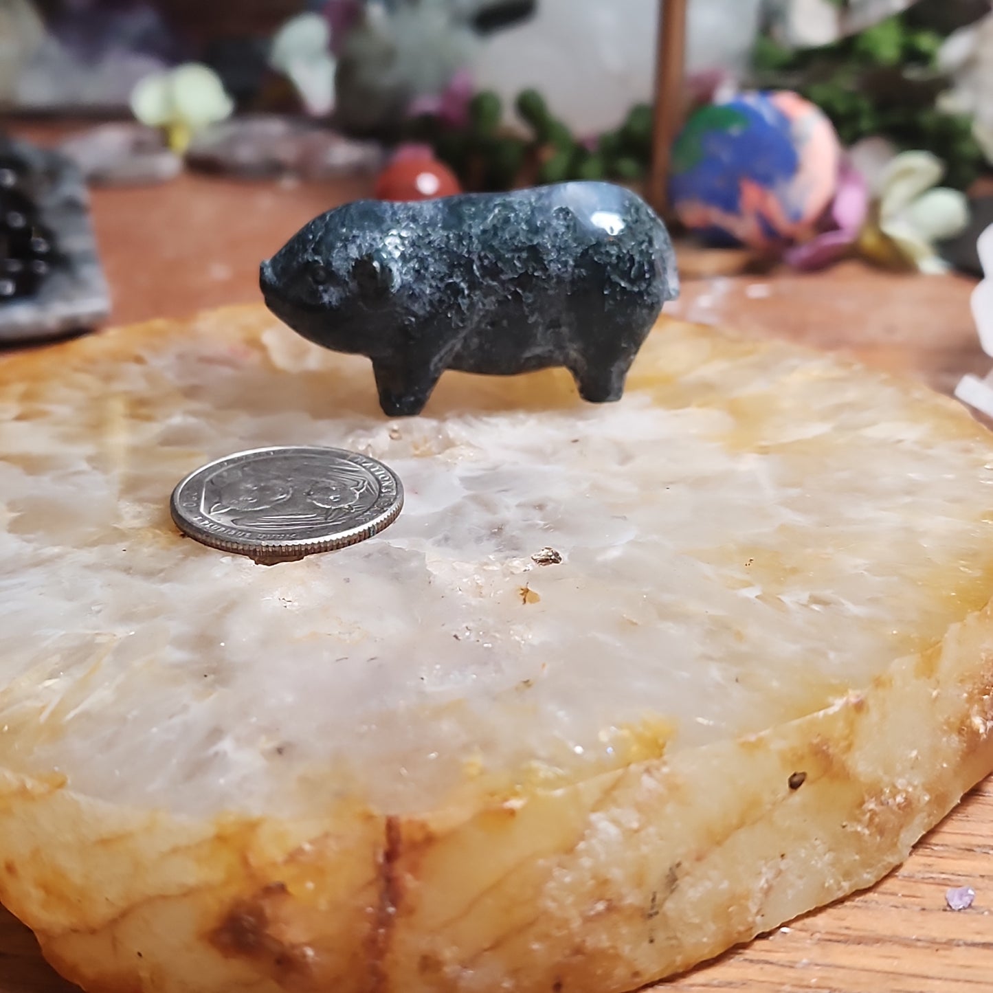 Moss Agate Pig