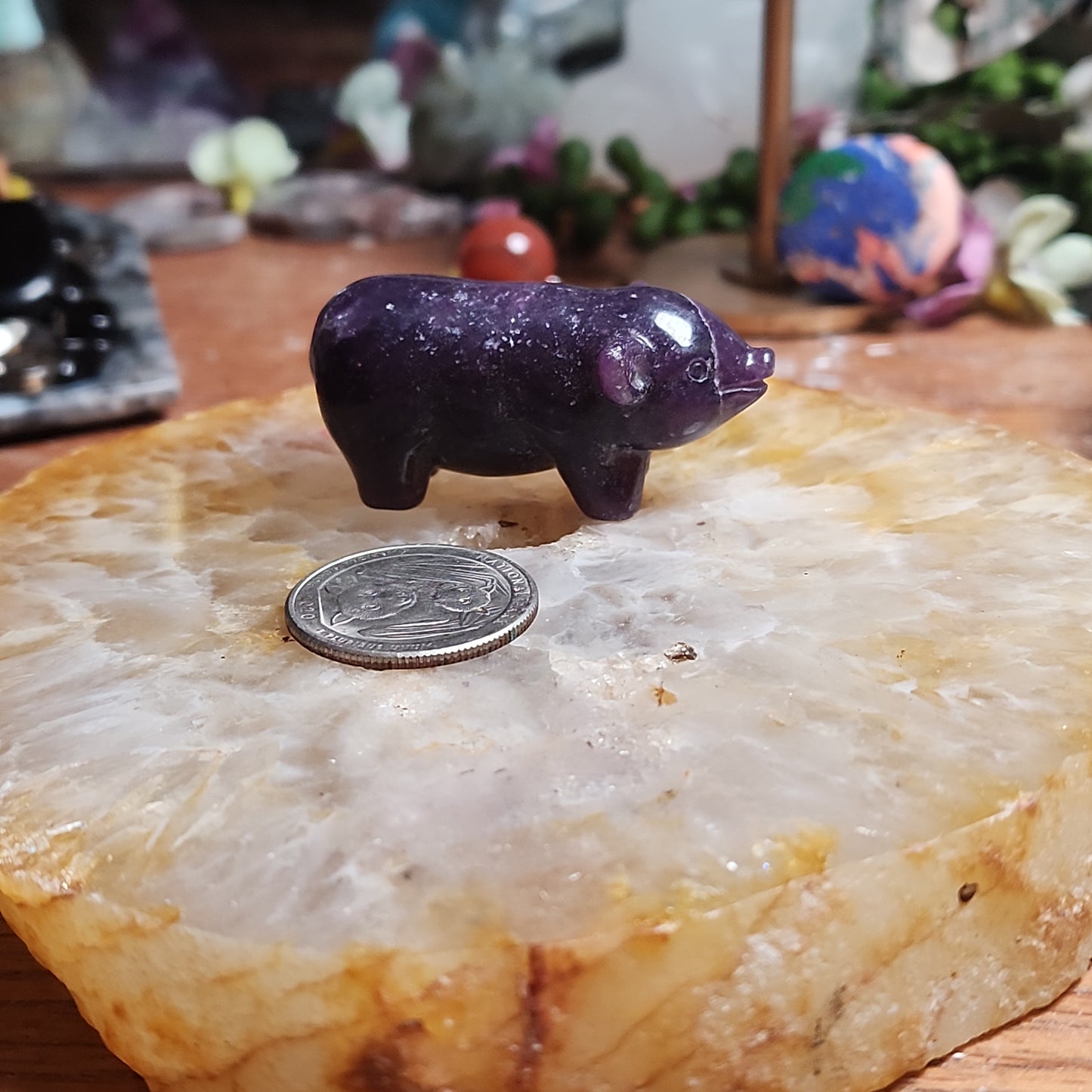 Purple Fluorite Pig
