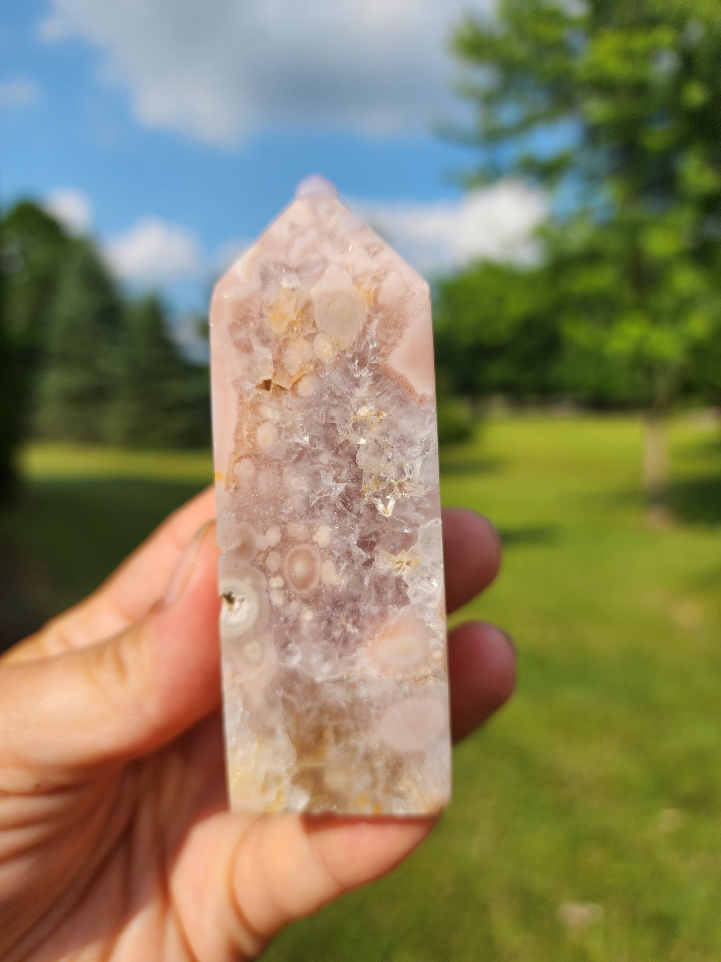 Flower Agate with Amethyst