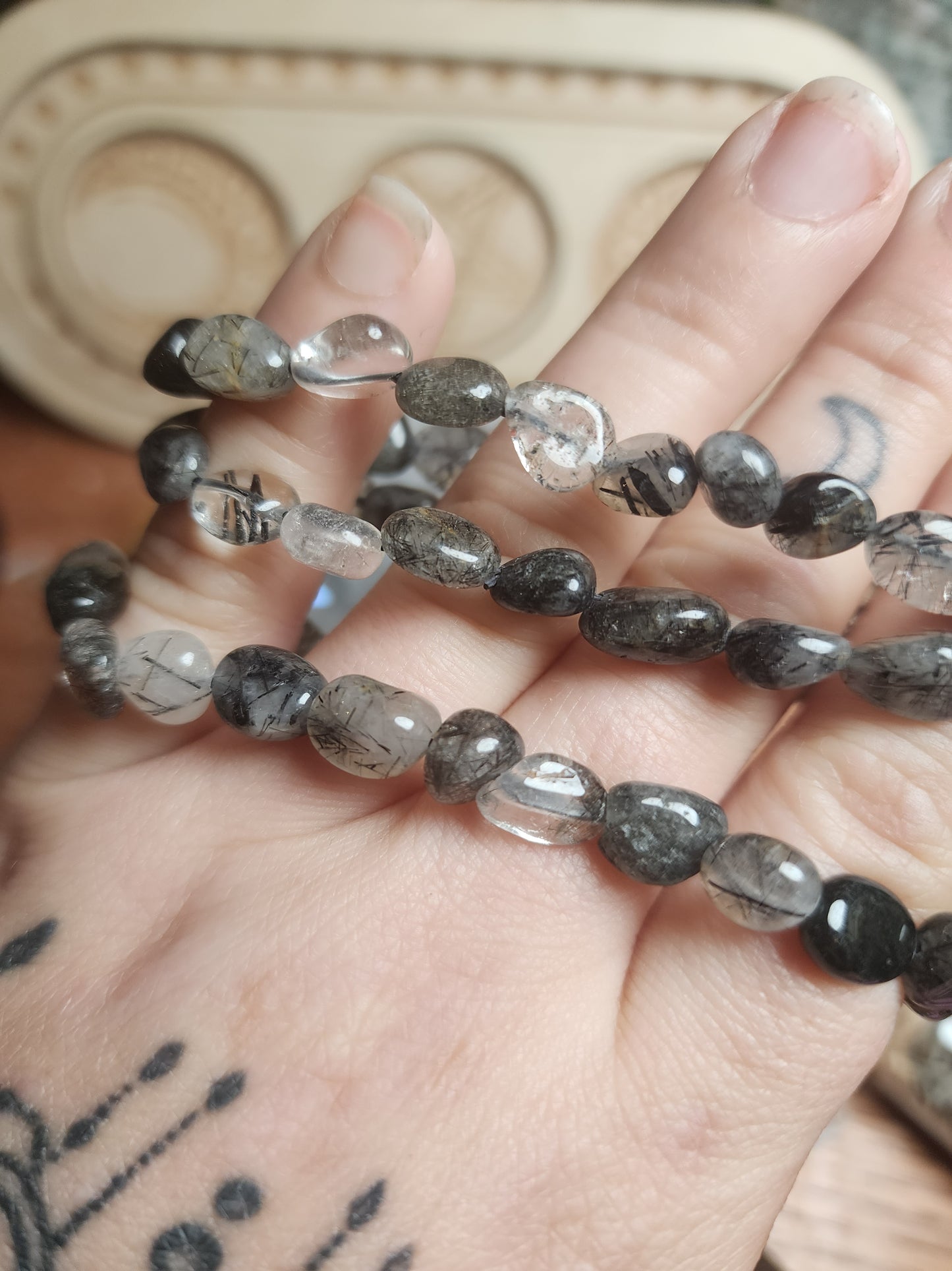 Black Tourmaline in Quartz Bracelet