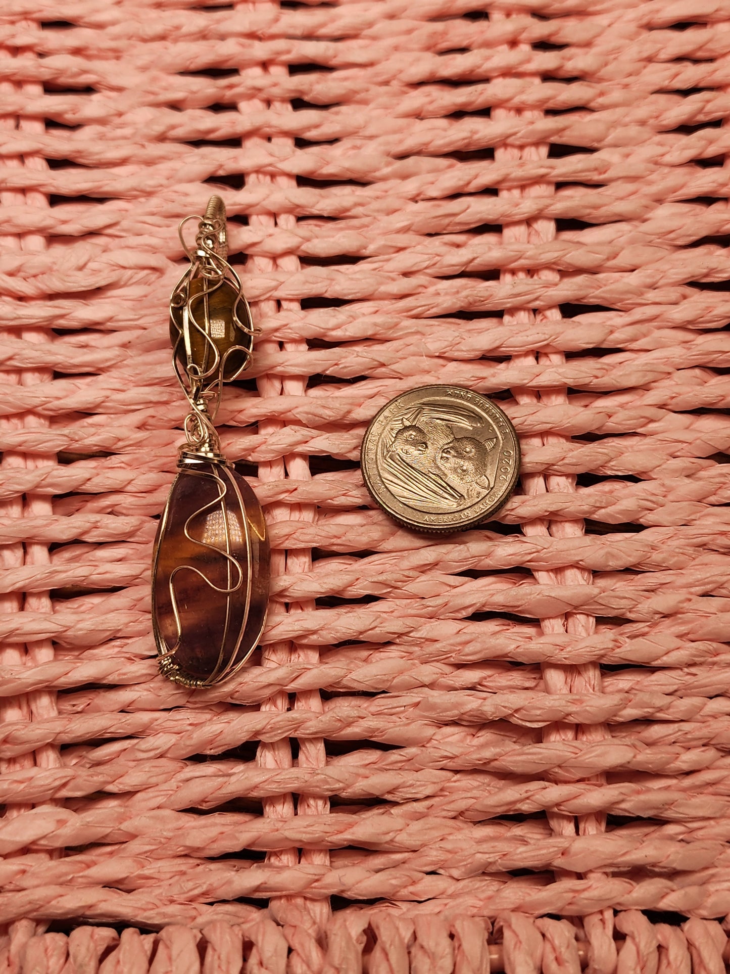 Rainbow Fluorite & Tigers Eye Pendant