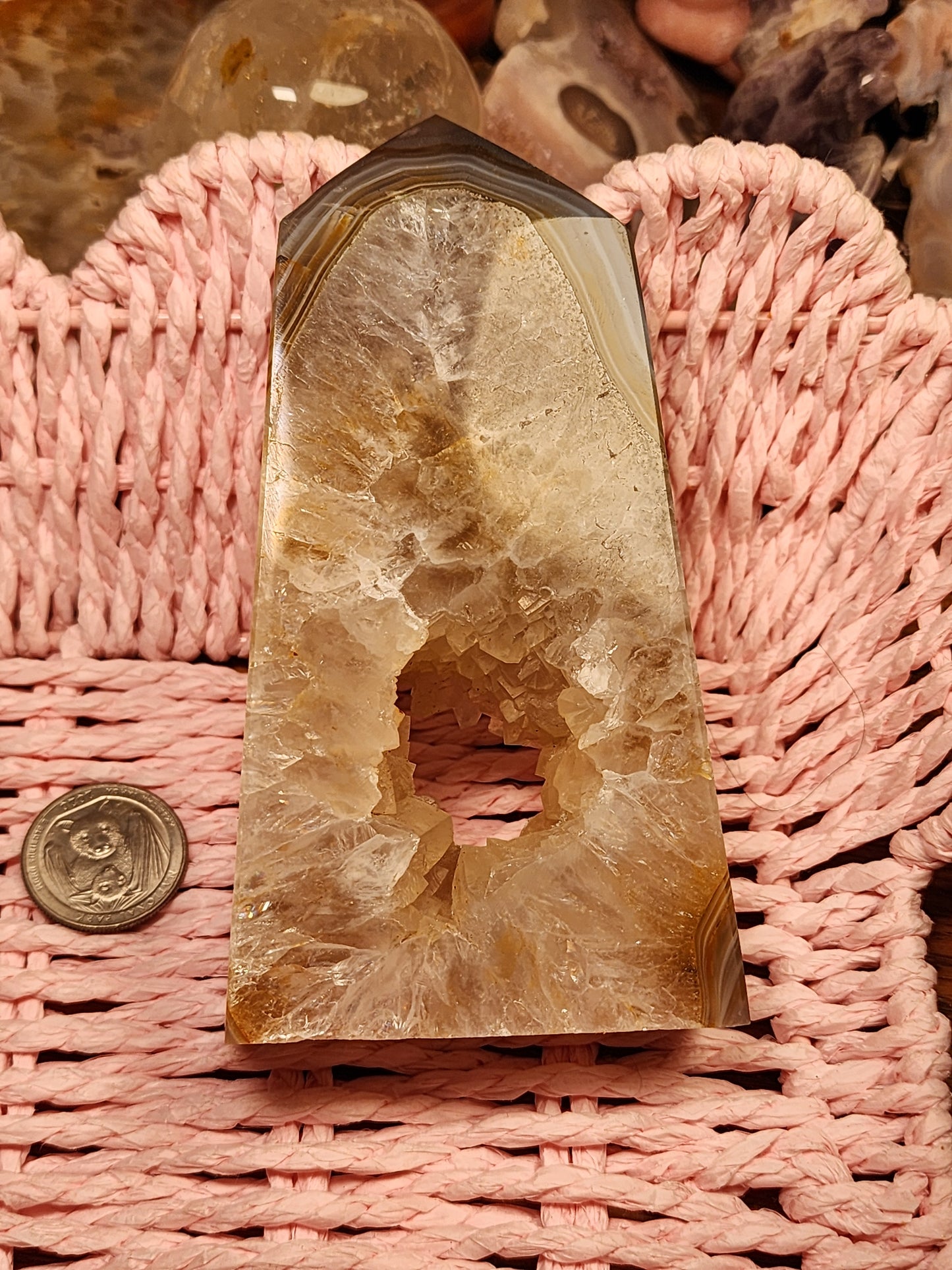 Agate Tower with Portal Druzy & Banding