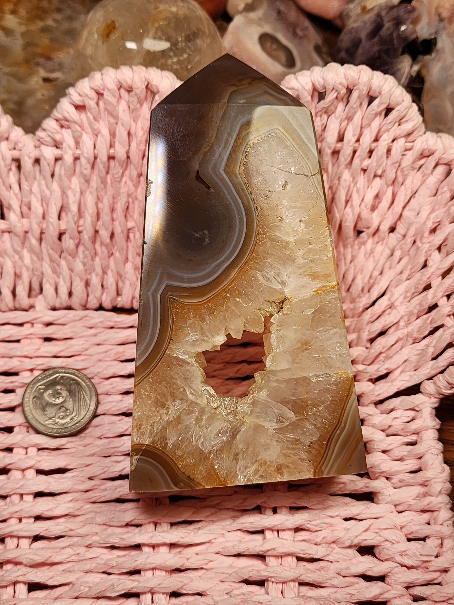 Agate Tower with Portal Druzy & Banding