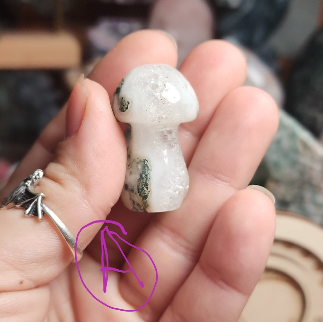 Druzy Moss Agate Mushroom- u choose