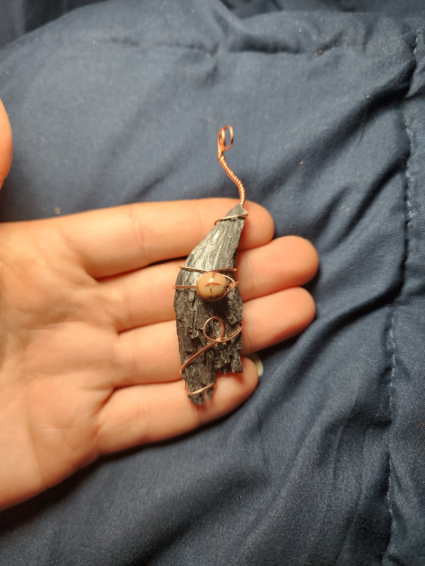Black Kyanite & Mookite Witches Broom Pendants
