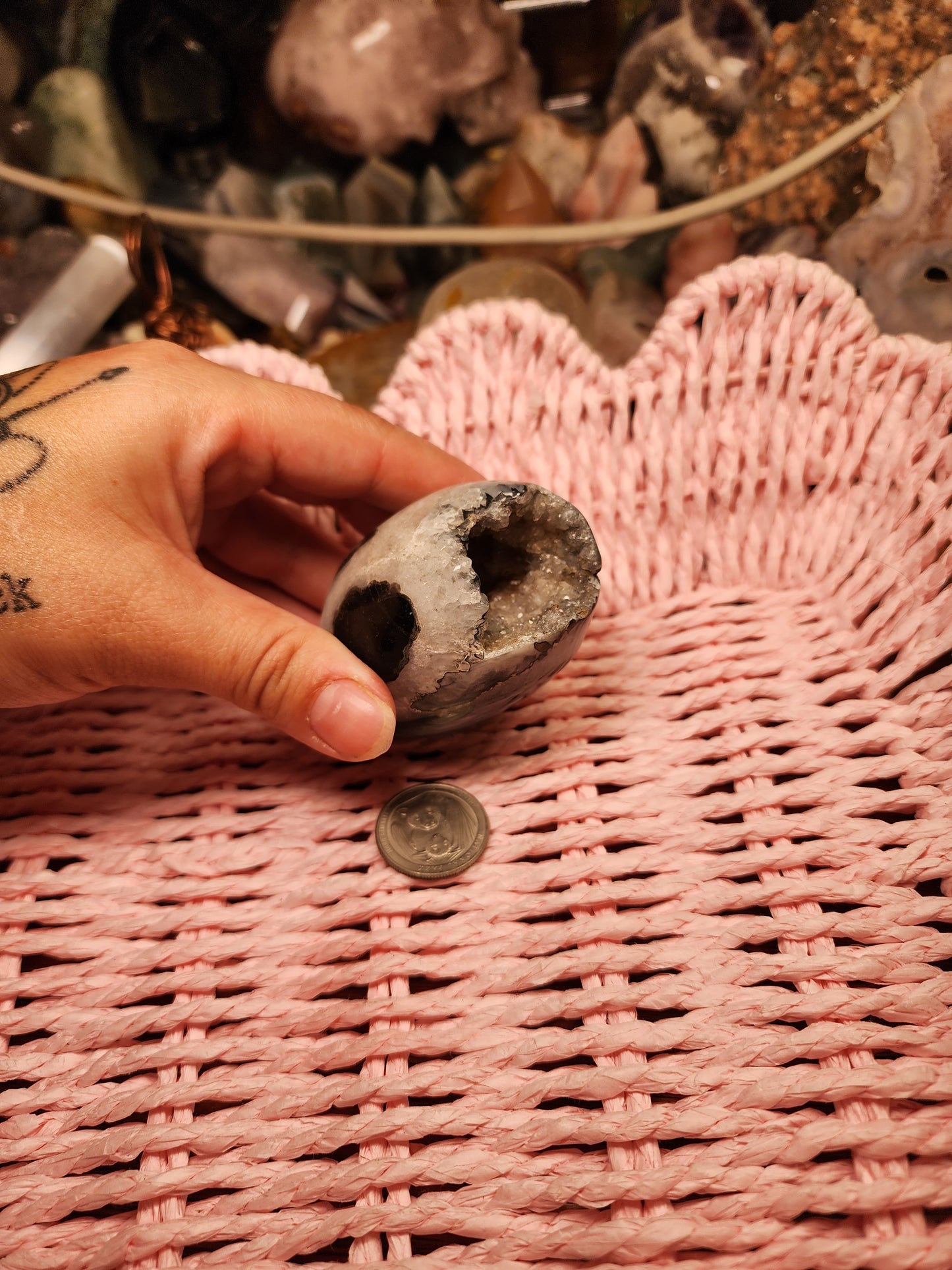 Black Agate Druzy Egg