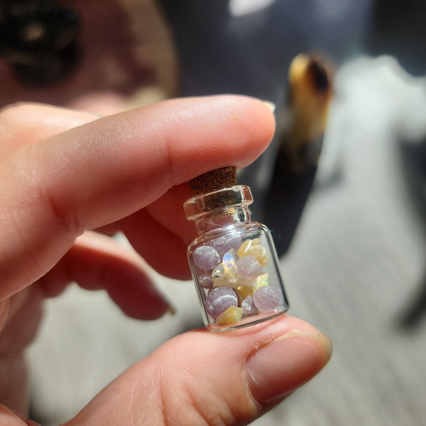 Ethiopian opal, grape agate and frankincense resin crystal energy jar!!