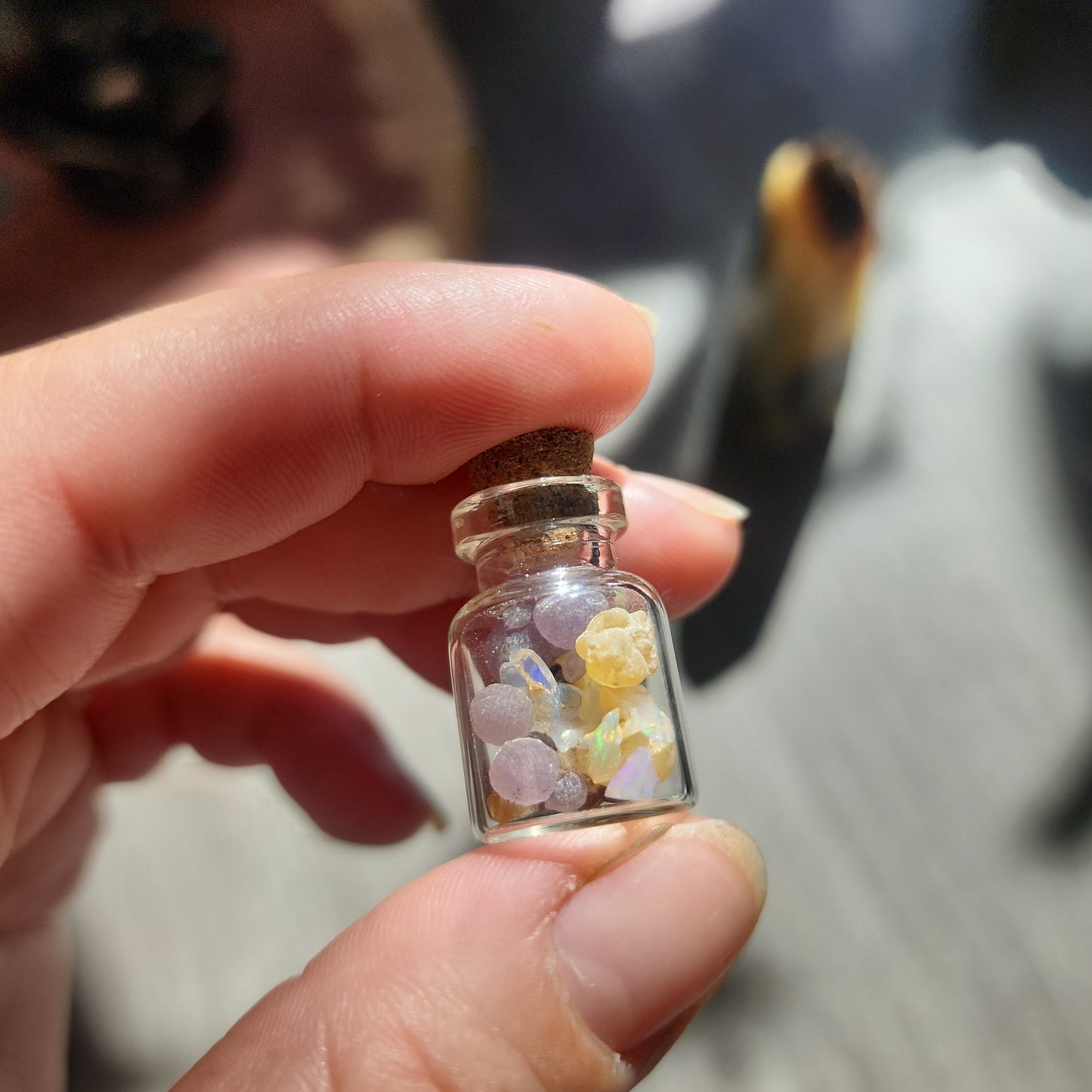 Ethiopian opal, grape agate and frankincense resin crystal energy jar!!