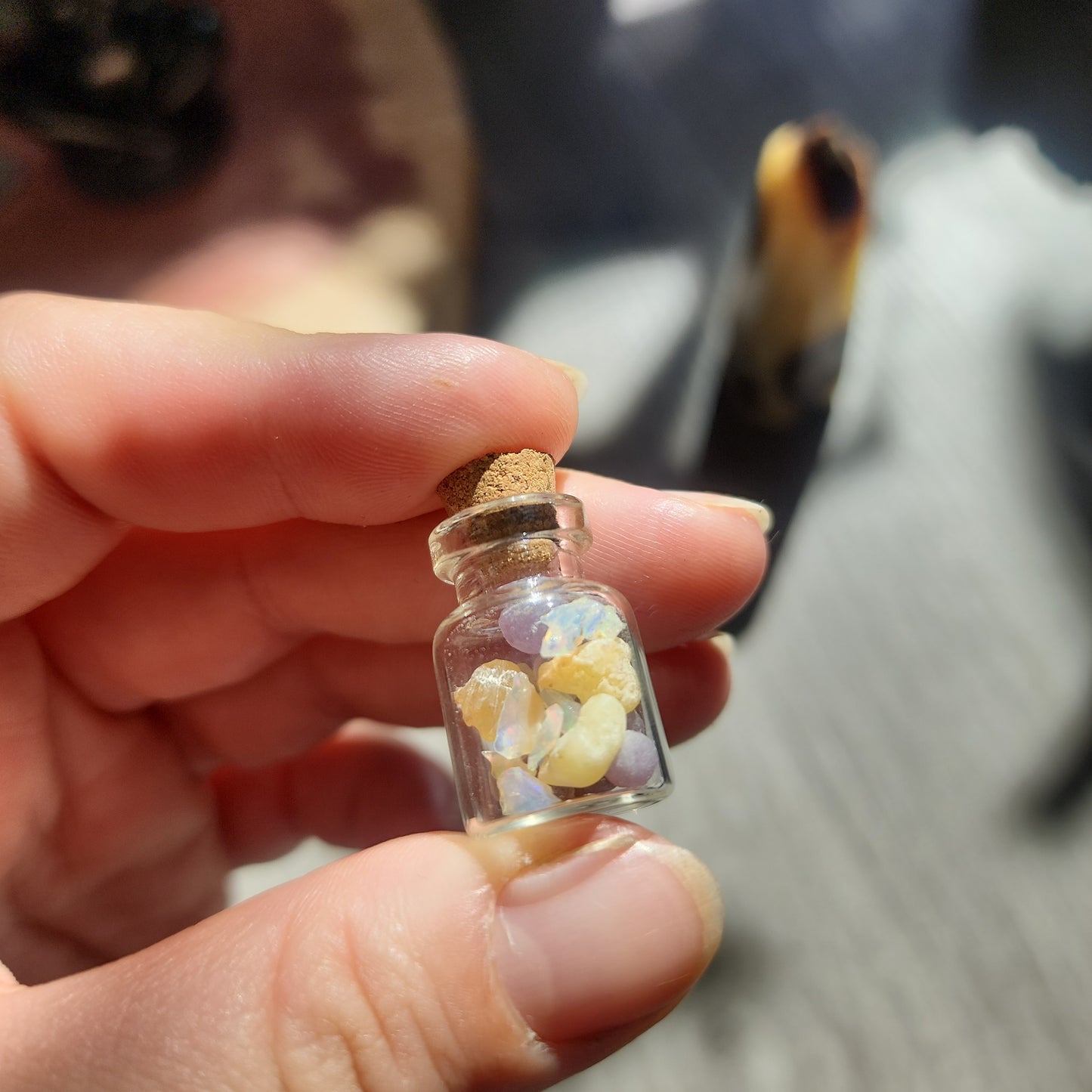 Ethiopian opal, grape agate and frankincense resin crystal energy jar!!
