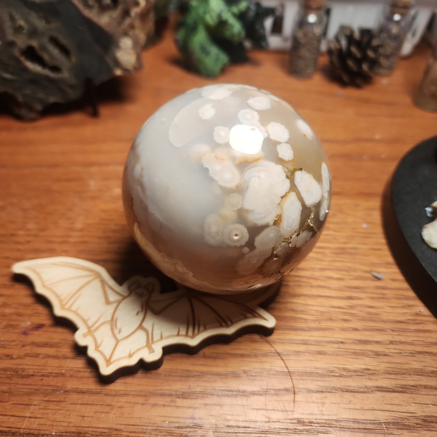 Flower agate x Carnelian sphere