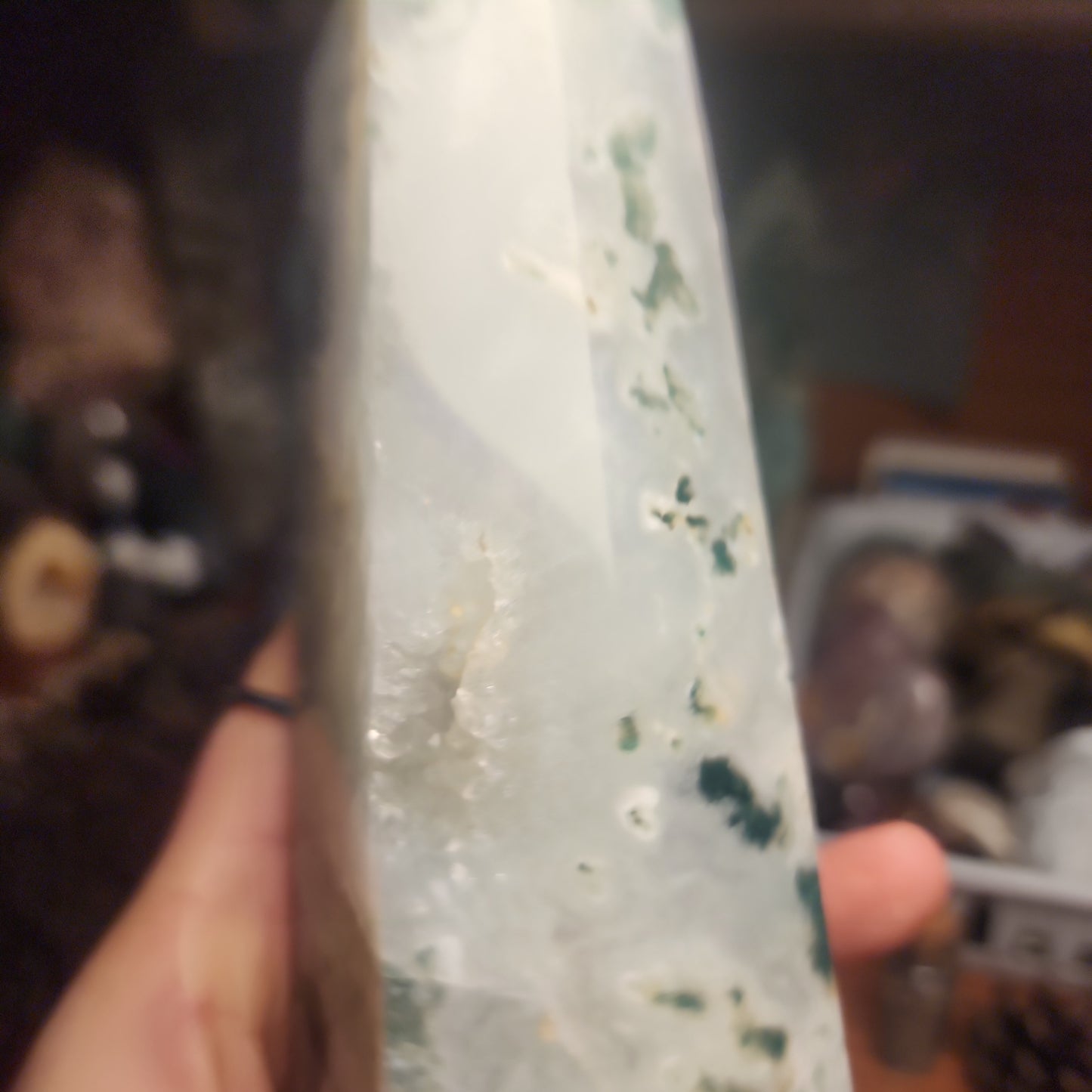 Large moss agate DRUZY tower