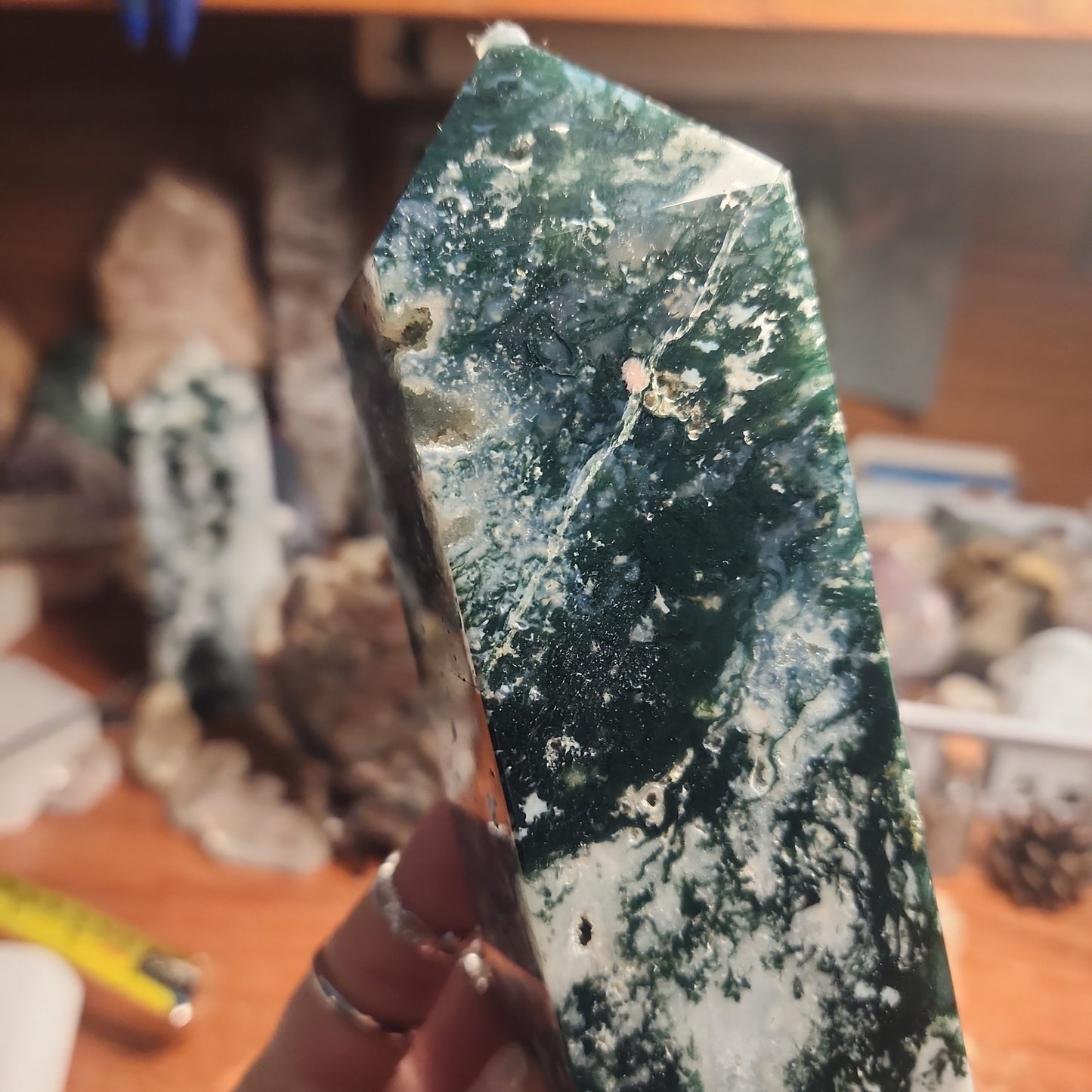Huge Moss agate tower!
