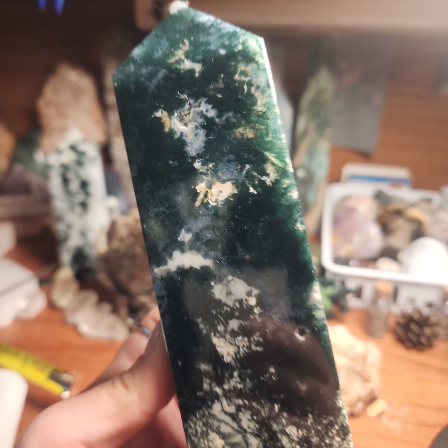 Huge Moss agate tower!