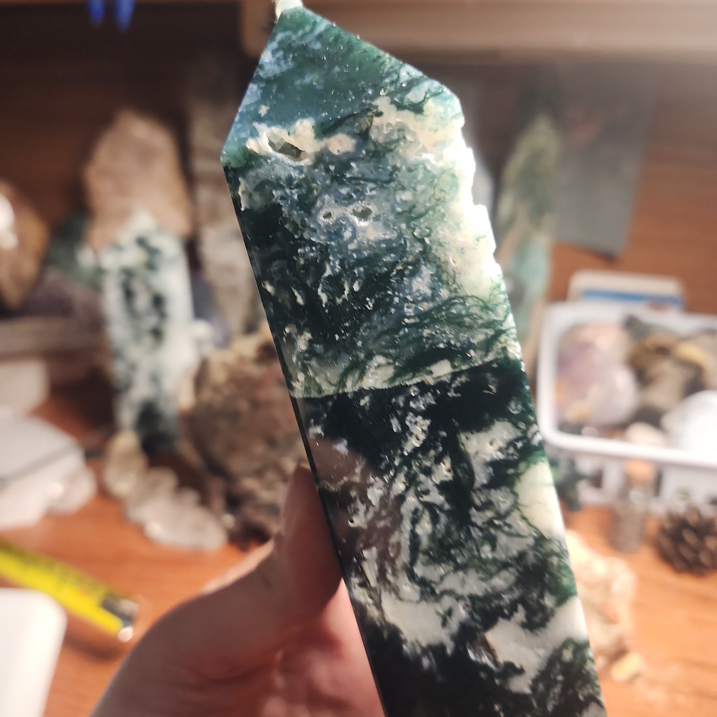 Huge Moss agate tower!