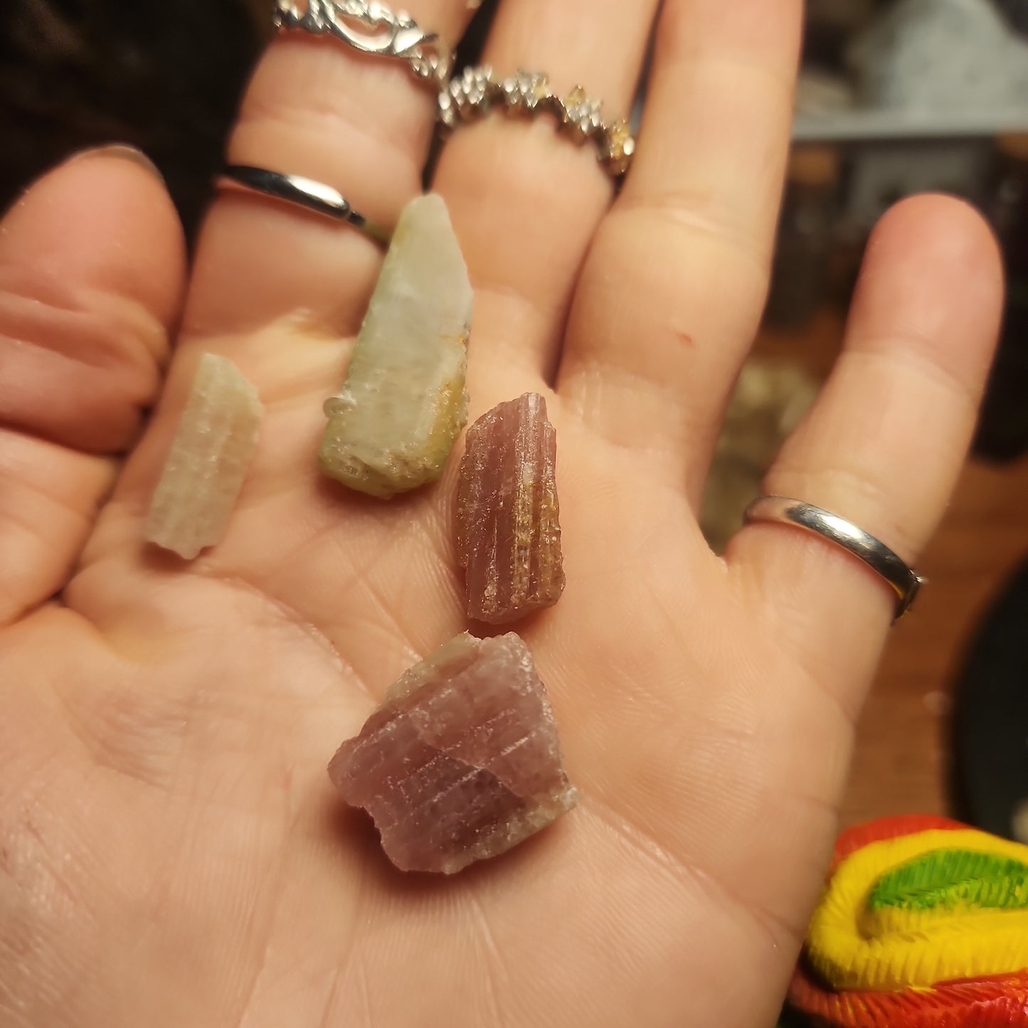 Raw Pink/Green Tourmaline crystals