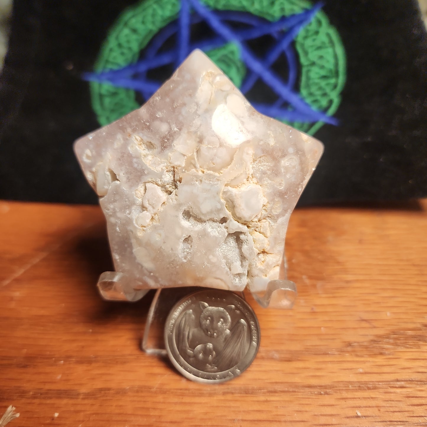 Flower agate x pink amethyst druzy star