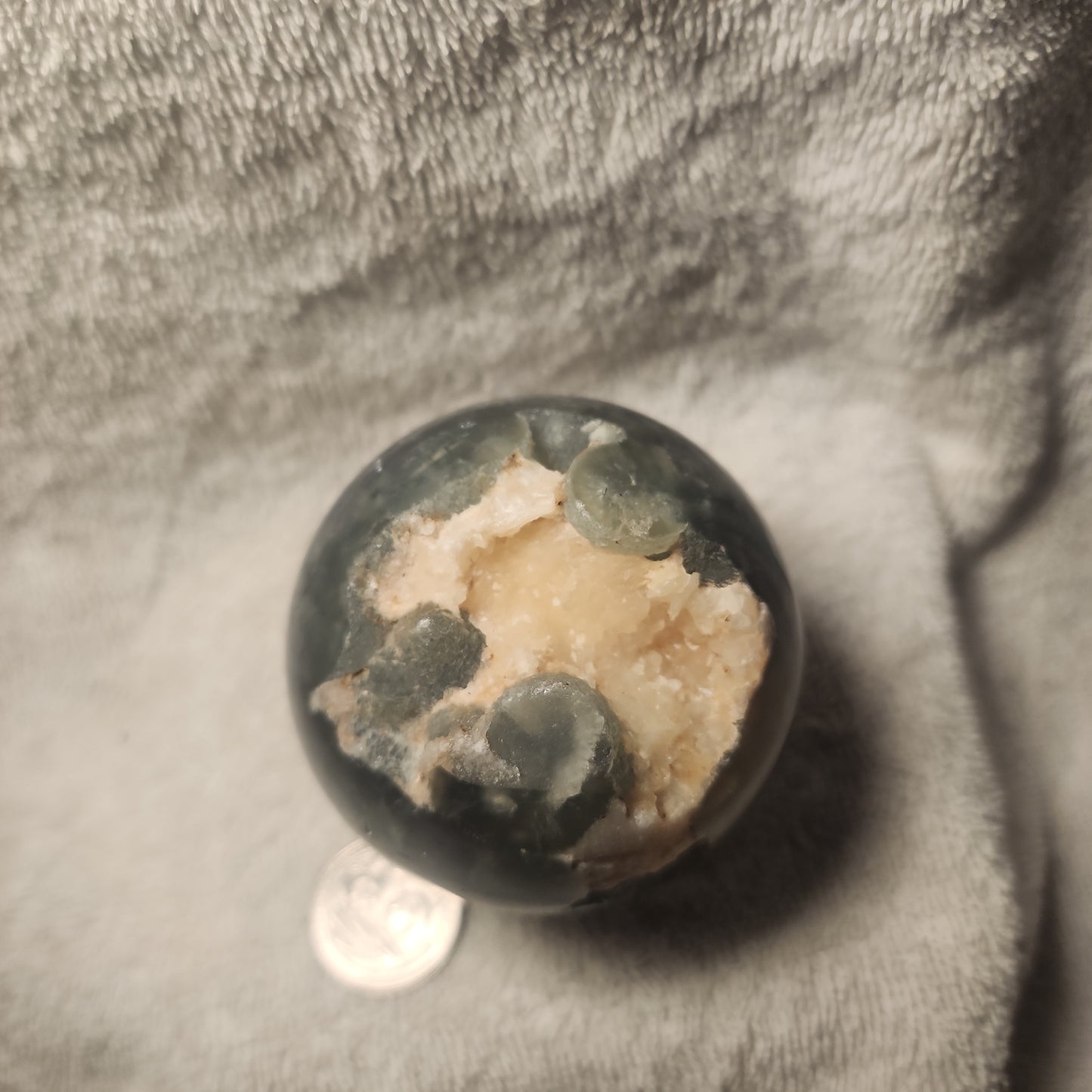 Druzy Phrenite Sphere with Quartz