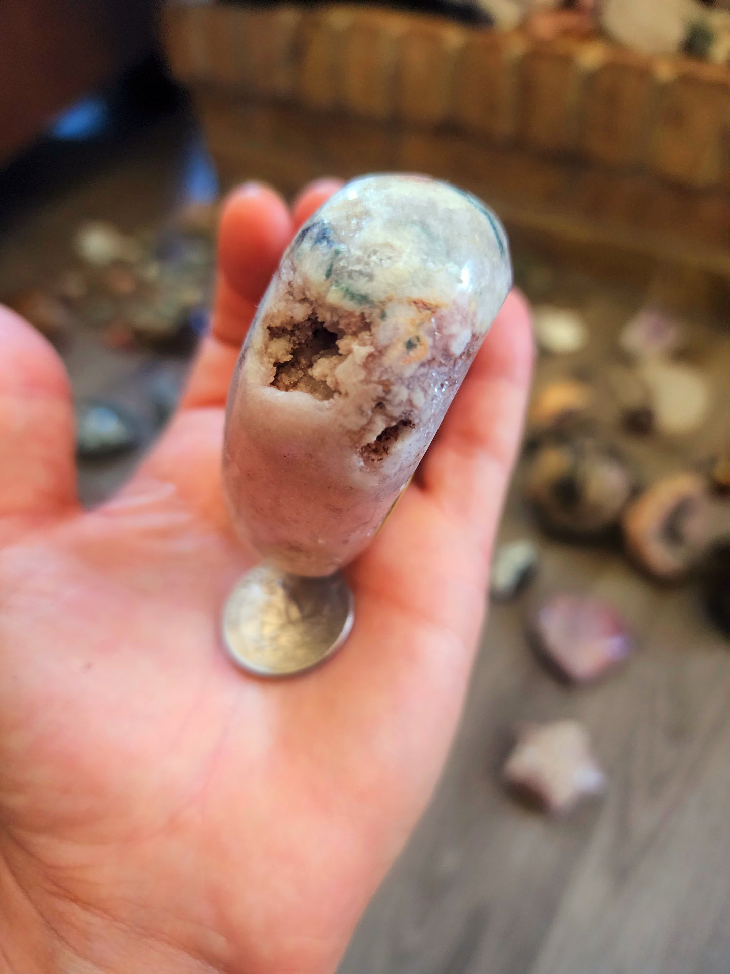 Beautiful pink amethysr druzy heart