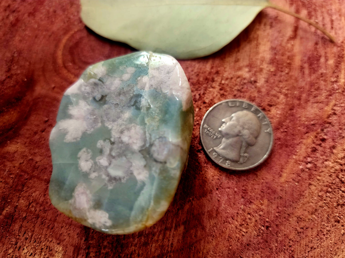 Green flower agate freeform