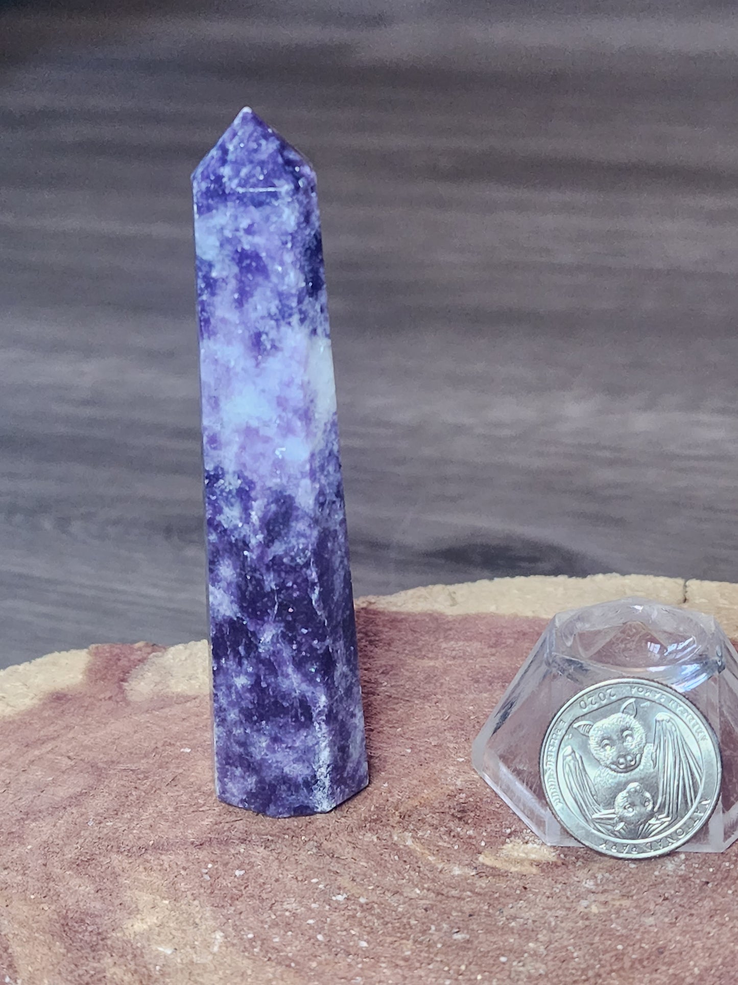 Lepidolite with quartz tower