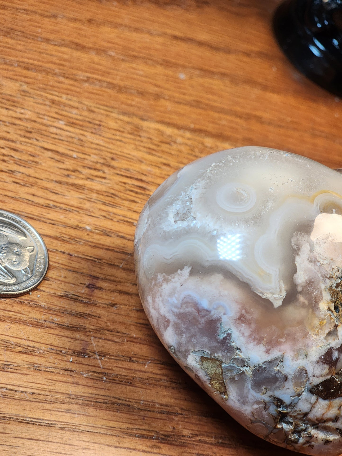 Puffy large druzy flower agate heart