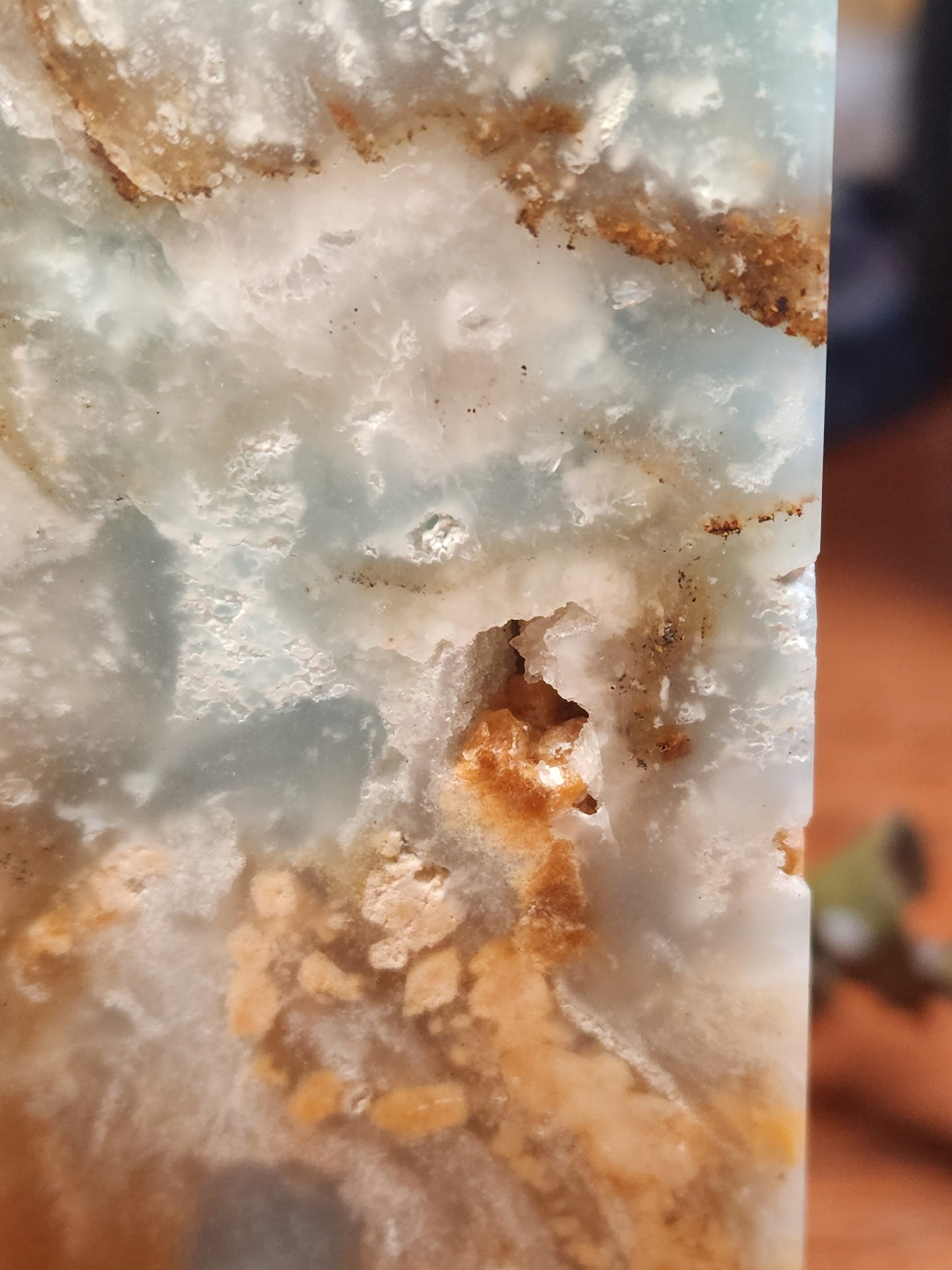 Large blue Aragonite druzy tower