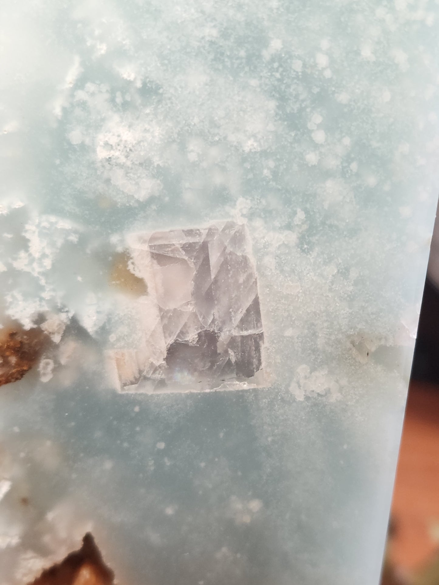 Large blue Aragonite druzy tower