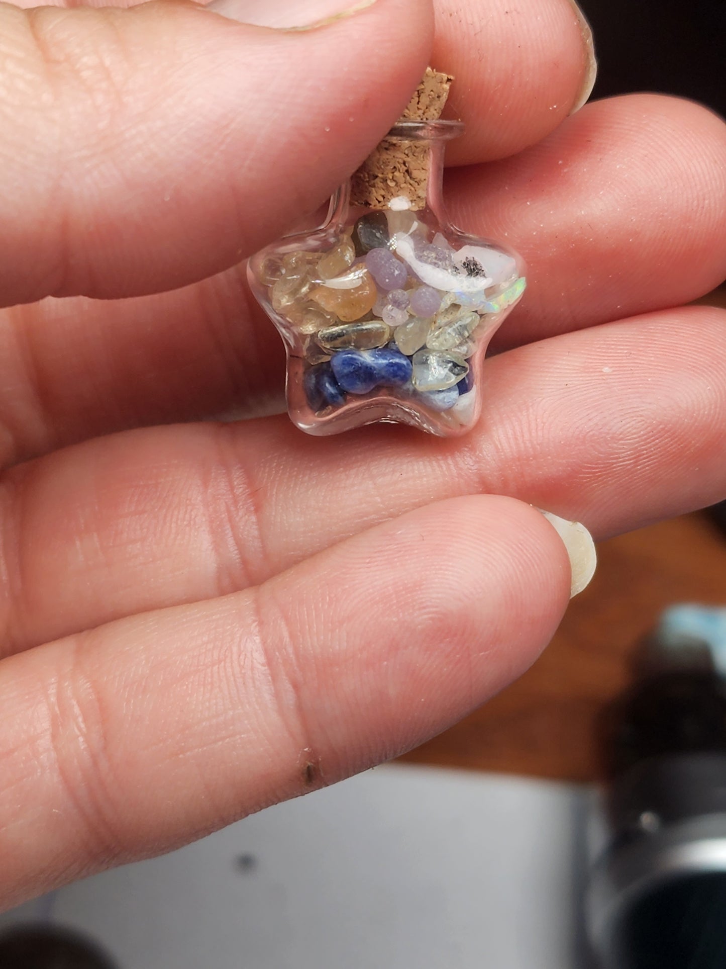 Ethiopian opal x grape agate x mini natural citrine jar necklace