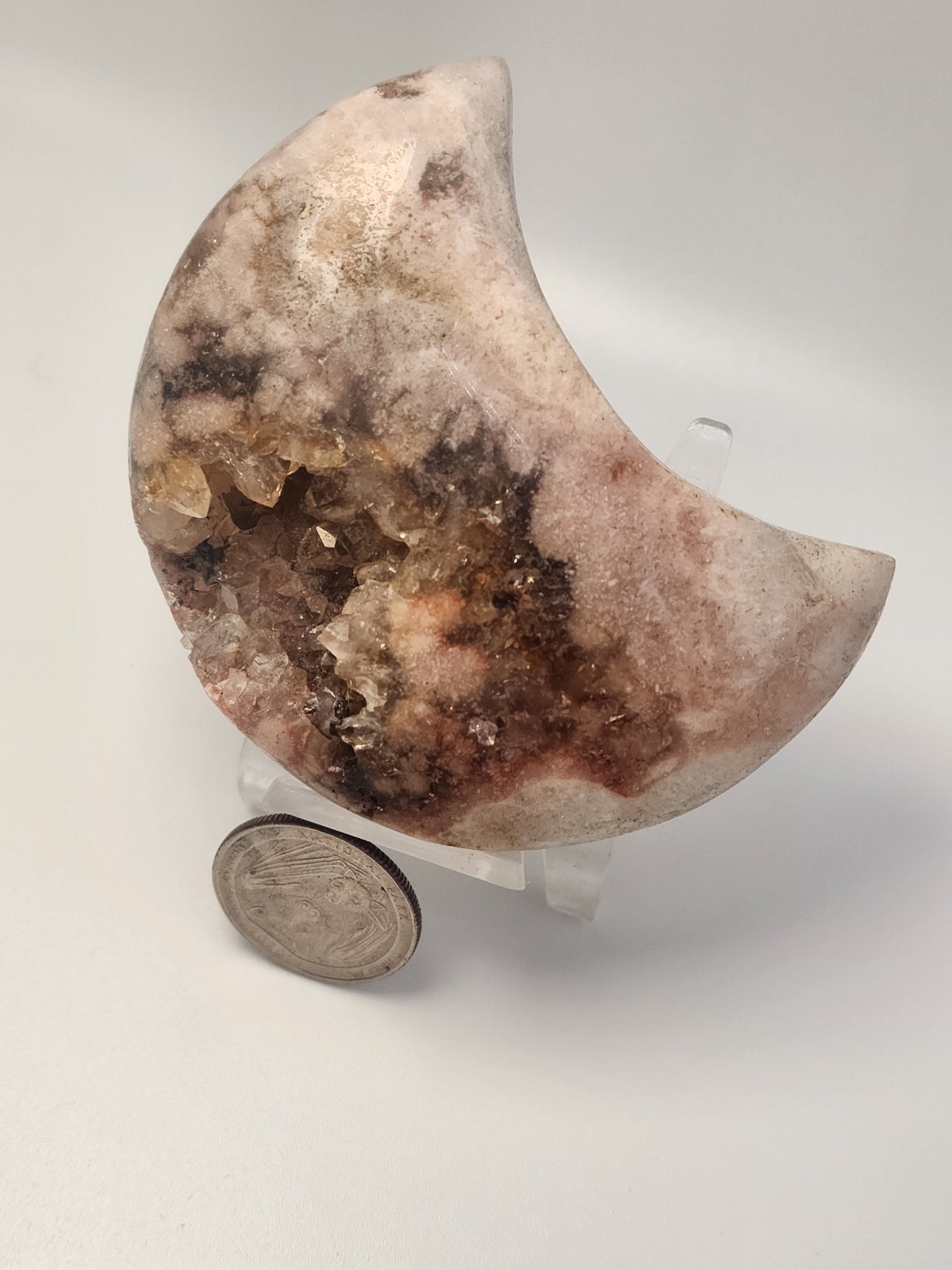 Druzy pink amethyst moon