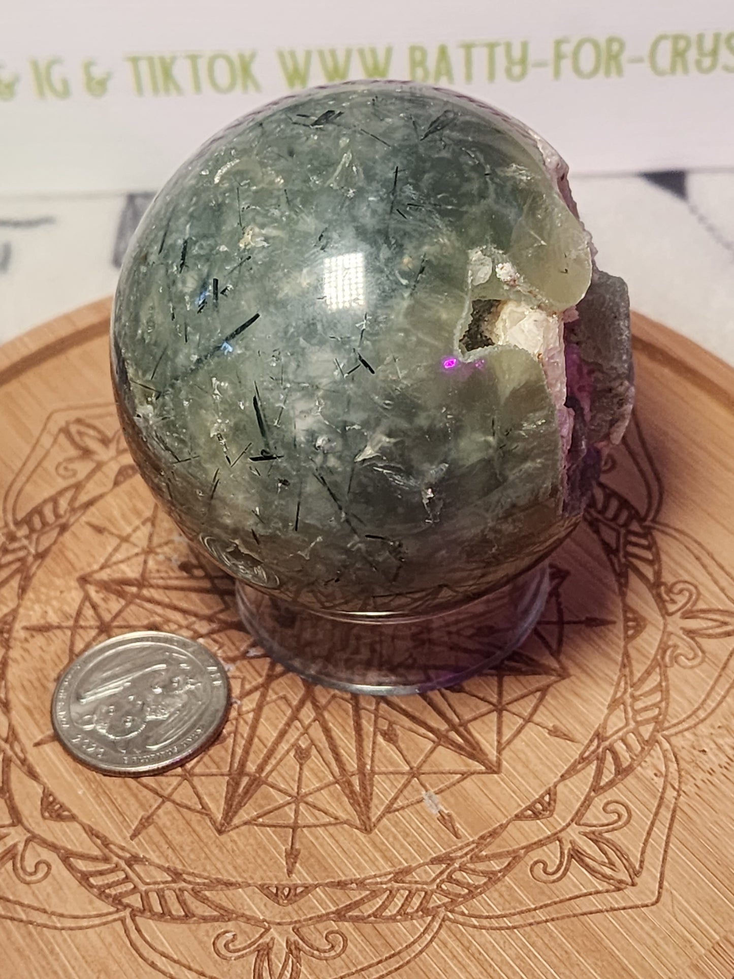 Druzy Phrenite Sphere with Quartz