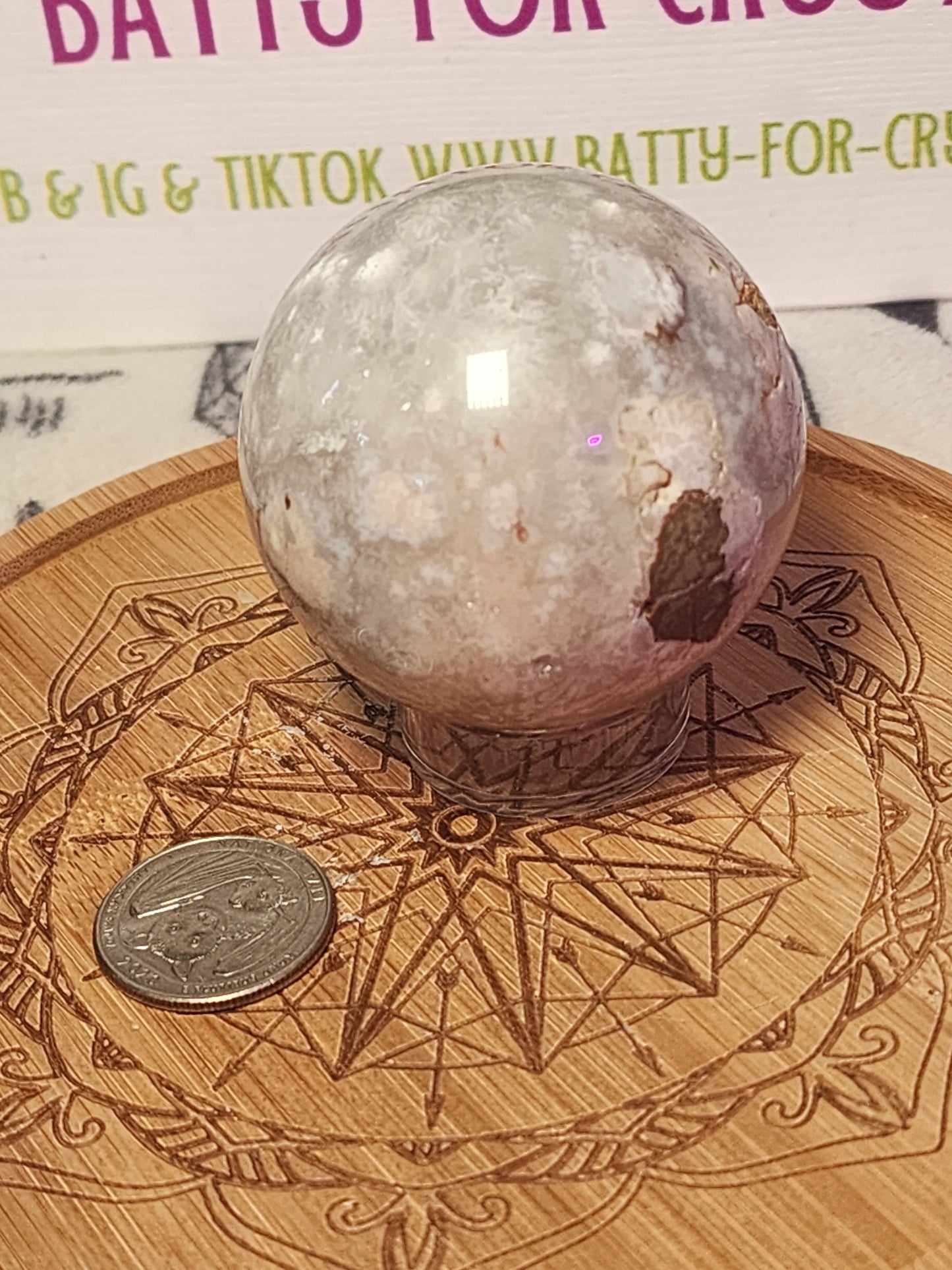 Flower Agate x Green Quartz Sphere - U choose
