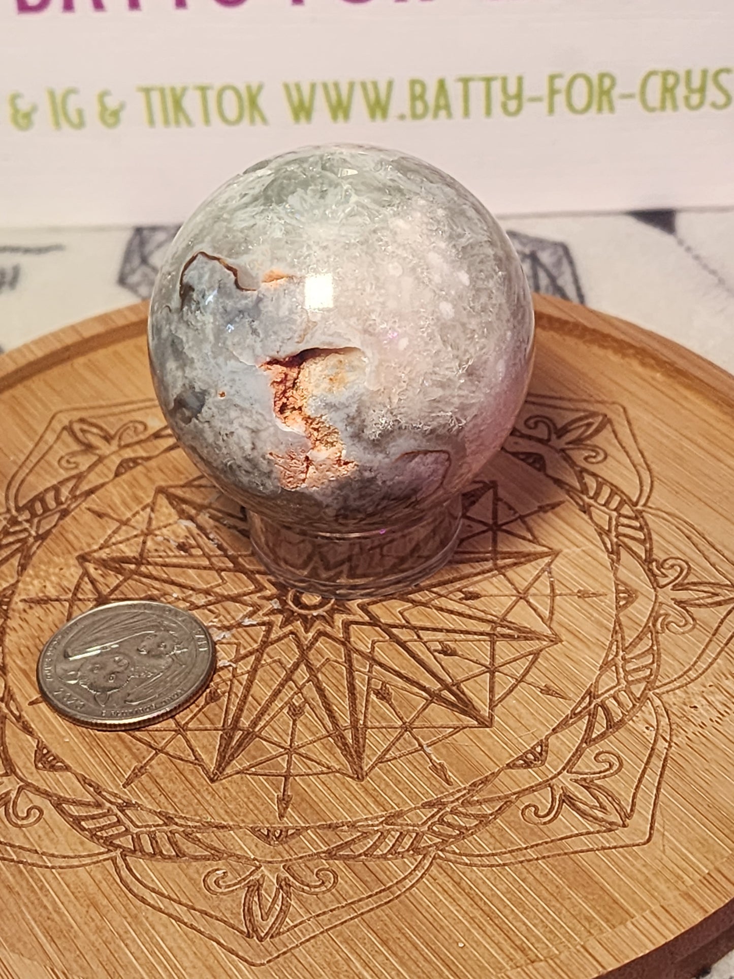 Flower Agate x Green Quartz Sphere - U choose