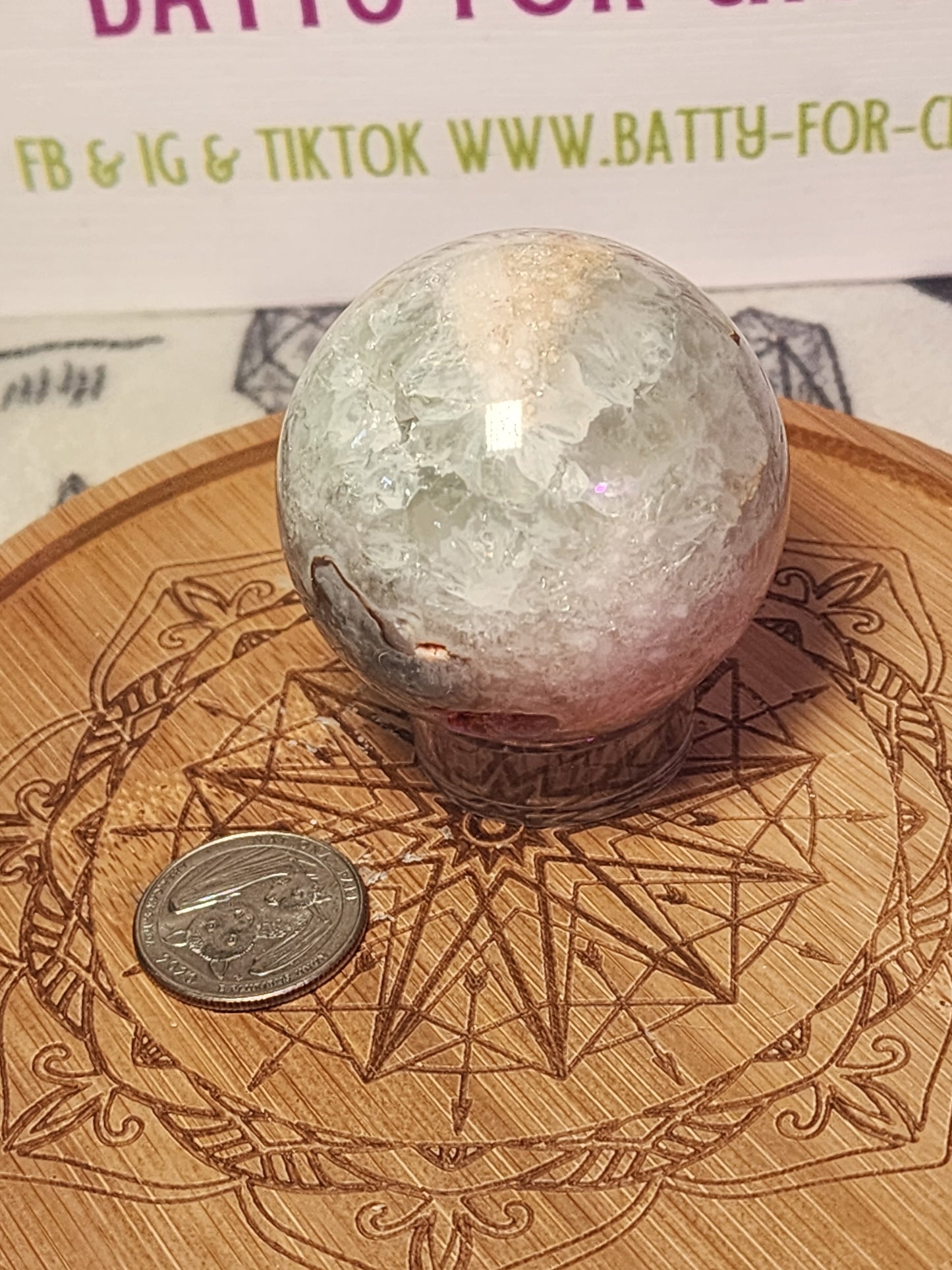 Flower Agate x Green Quartz Sphere - U choose