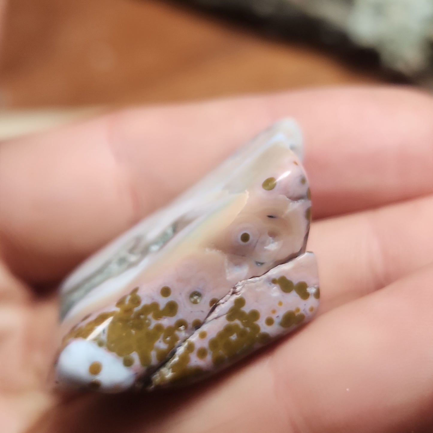 8th Vein Ocean Jasper Tumble with Pinks and Druzy