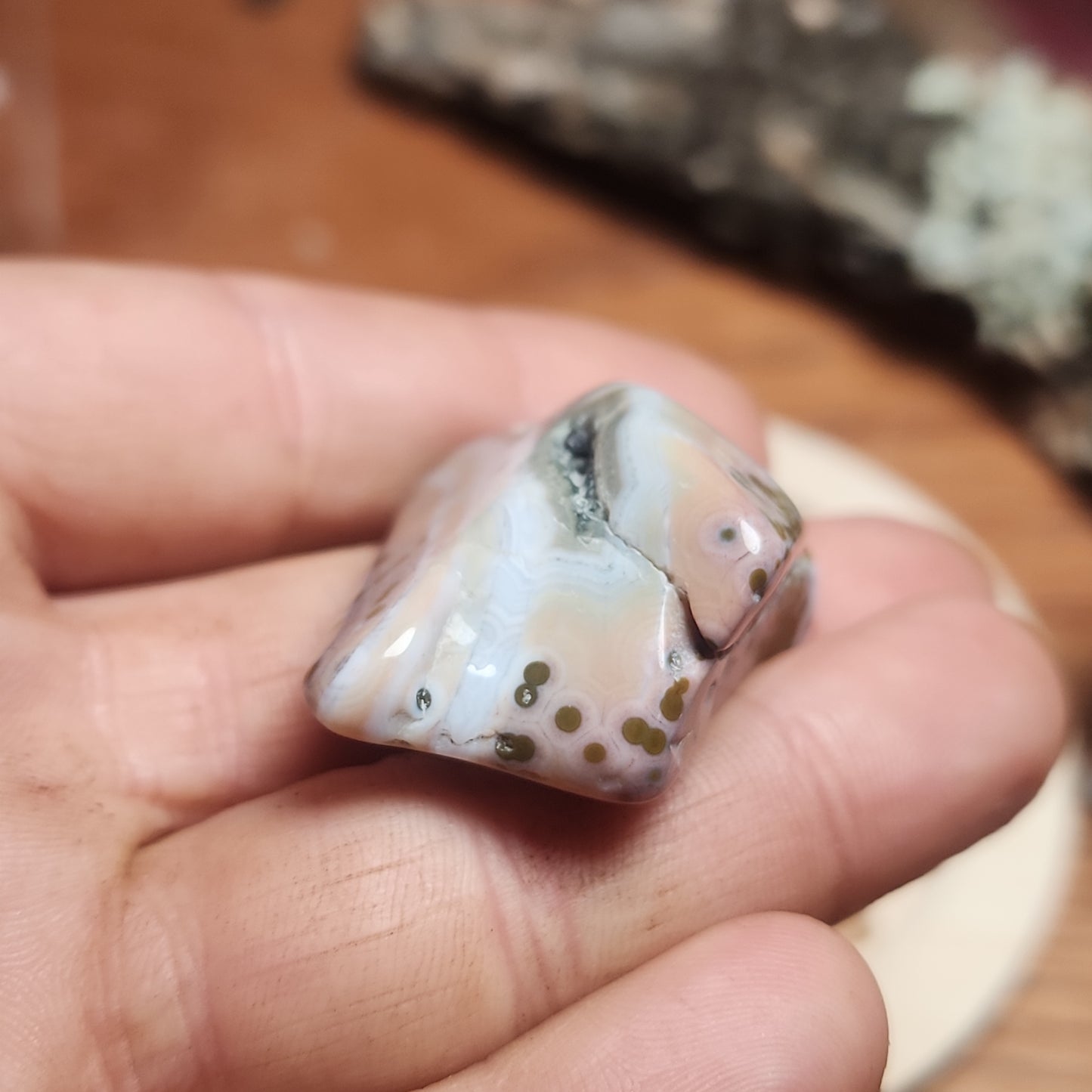 8th Vein Ocean Jasper Tumble with Pinks and Druzy