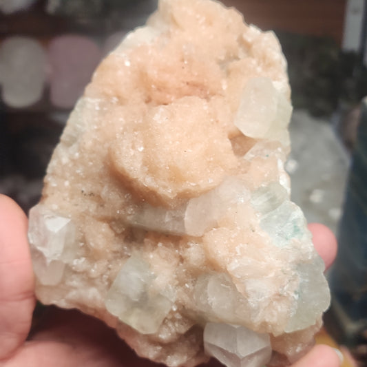 Green Apophylite and Peach Stillbite Stunning Cluster