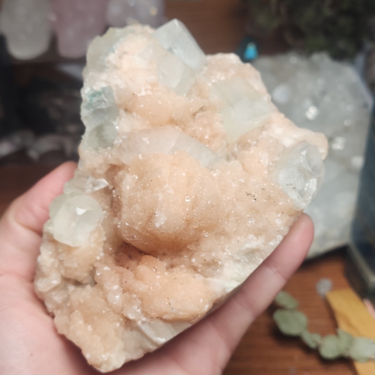 Green Apophylite and Peach Stillbite Stunning Cluster