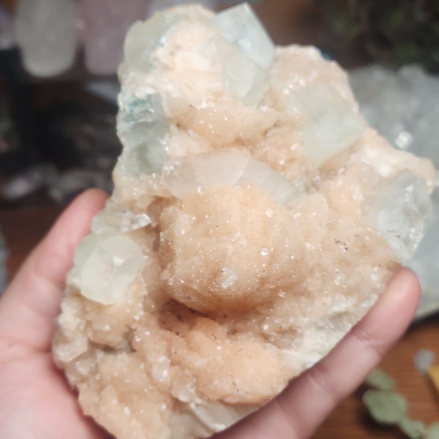 Green Apophylite and Peach Stillbite Stunning Cluster