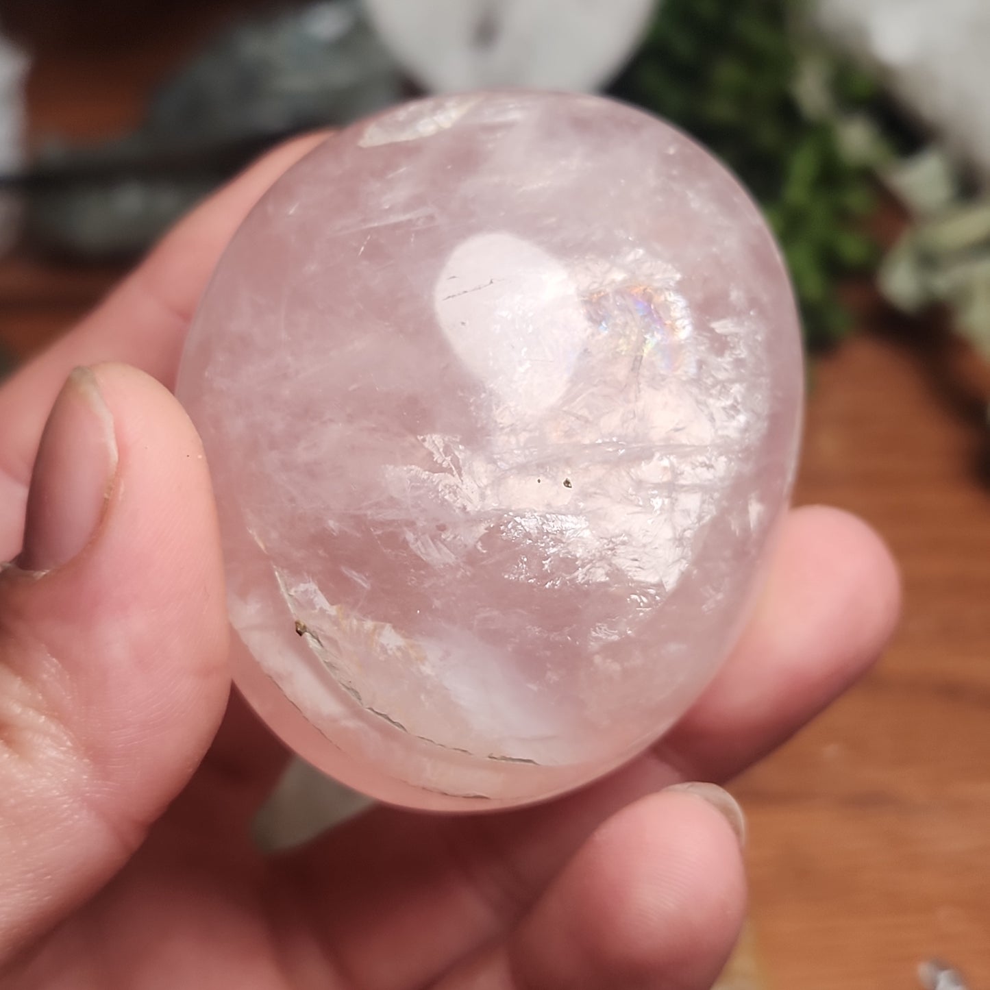 Rainbow Filled Rose Quartz Palmstone