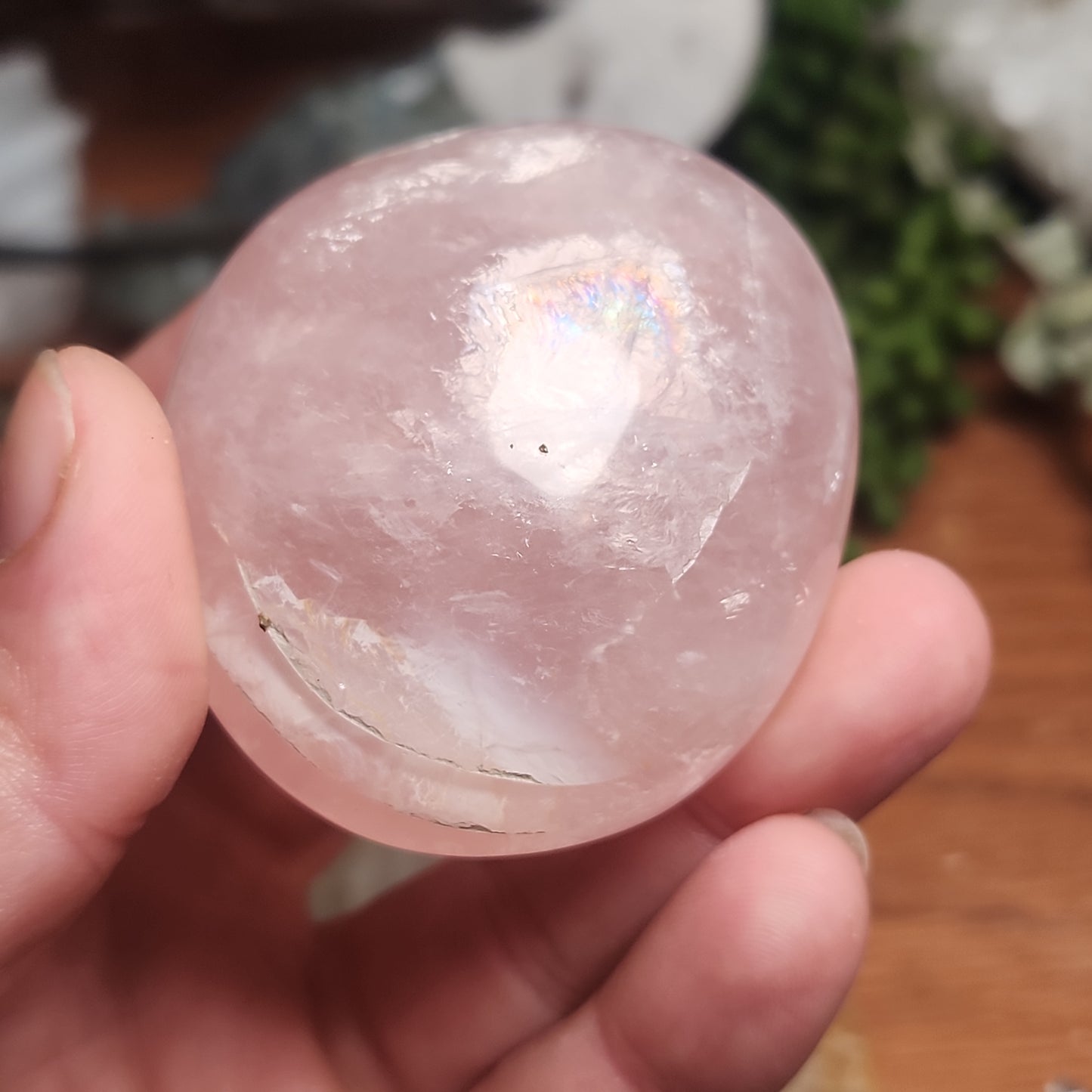 Rainbow Filled Rose Quartz Palmstone