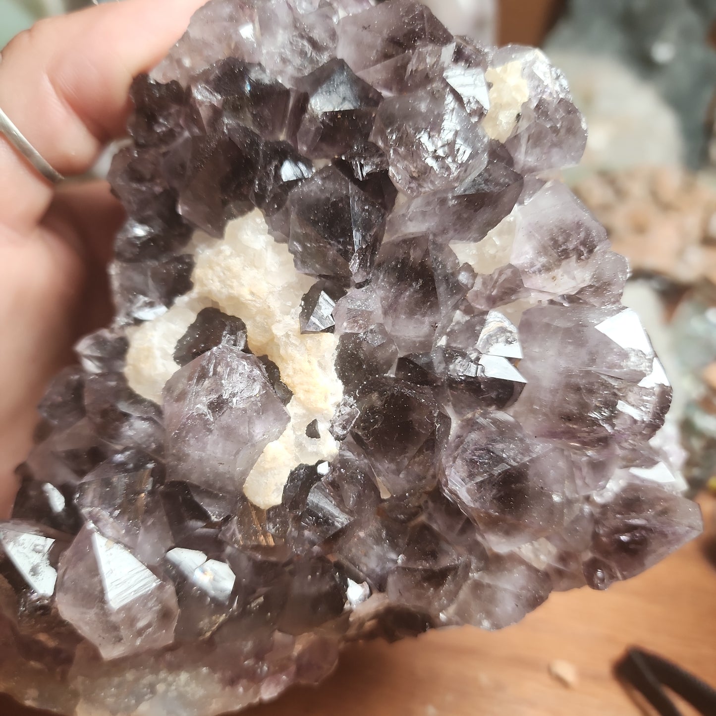 Smokey Amethyst Cluster with Calcites